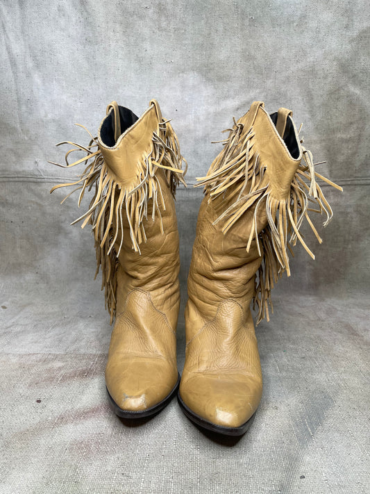 Vintage 9 M Women’s Fringe Leather Cowboy Boots