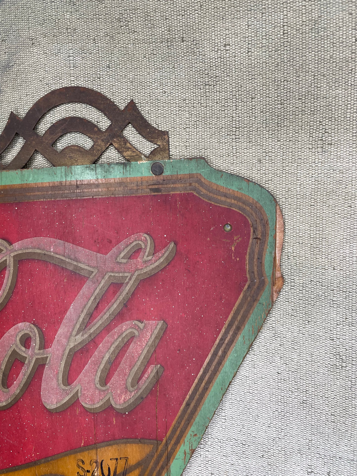 Vintage Wood Coca Cola Kay Displays Christmas Bottle Sign