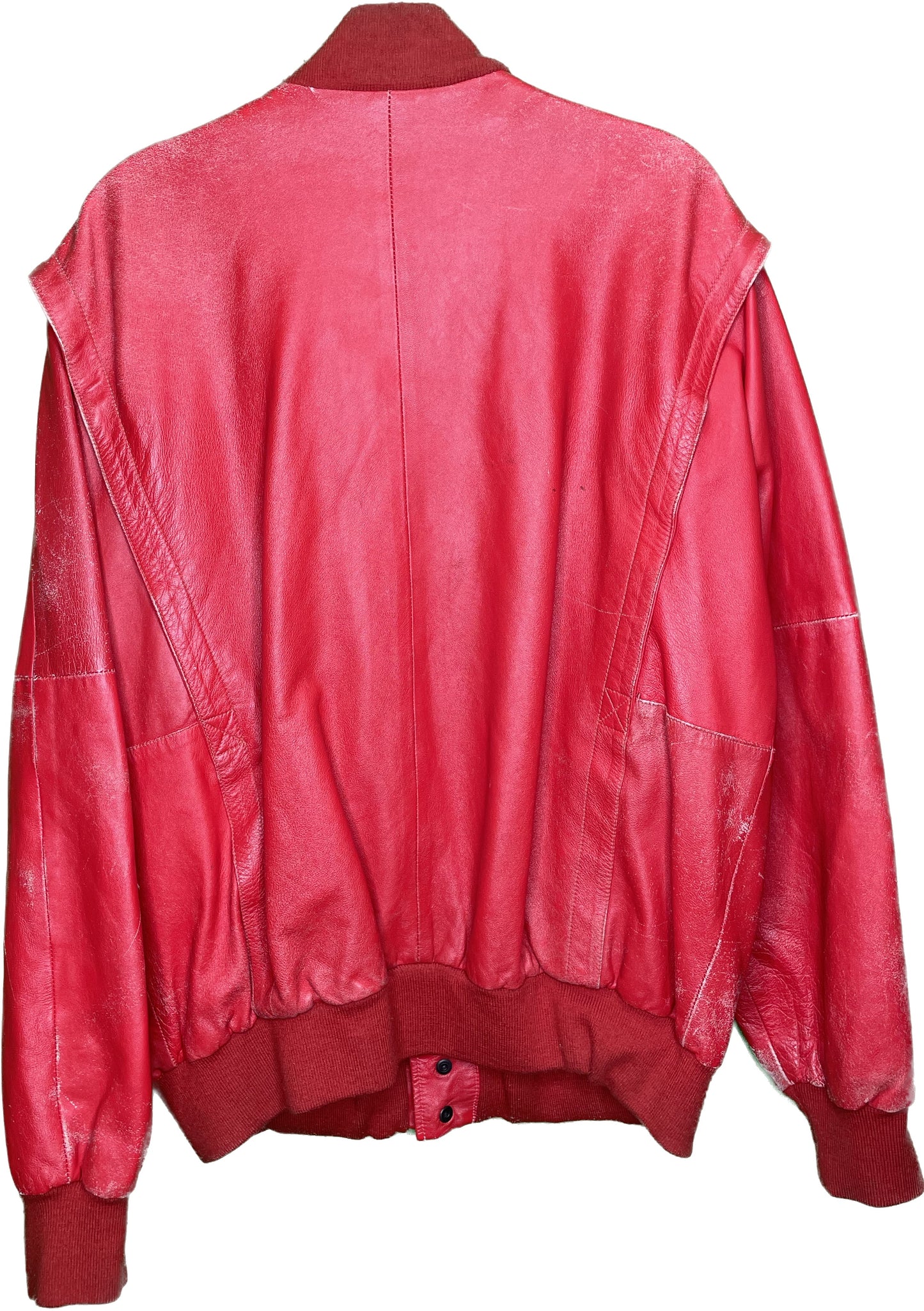 Vintage XL Red Leather Bomber Jacket