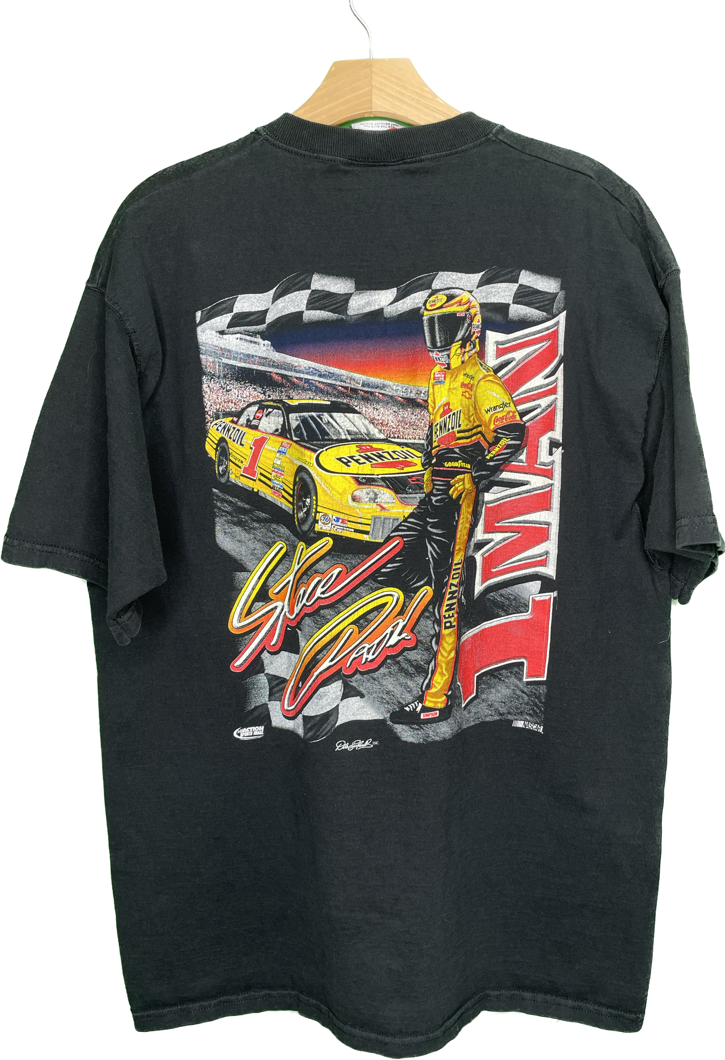 Vintage XL Steve Park 1 Man Machine Mission Pennzoil Nascar Racing T-Shirt