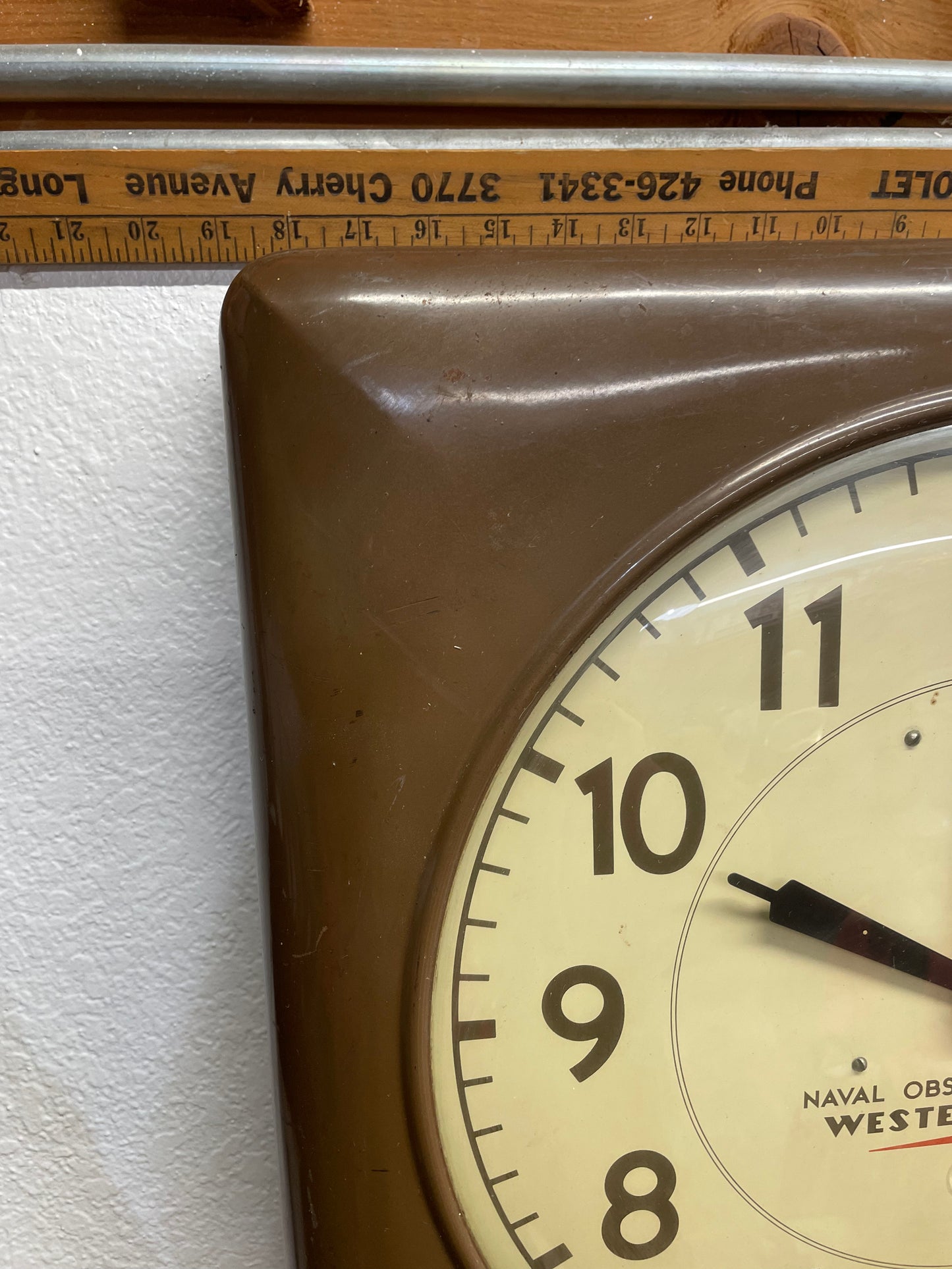 Vintage Western Union Naval Observatory Time Clock 19.5” x 19.5”