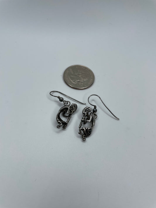 Vintage Sterling Silver Native Kokopelli Dangle Earrings