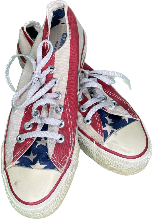 Vintage Sz 5 1/2 Converse American Flag USA Made Skate Surf Shoes 70s 80s