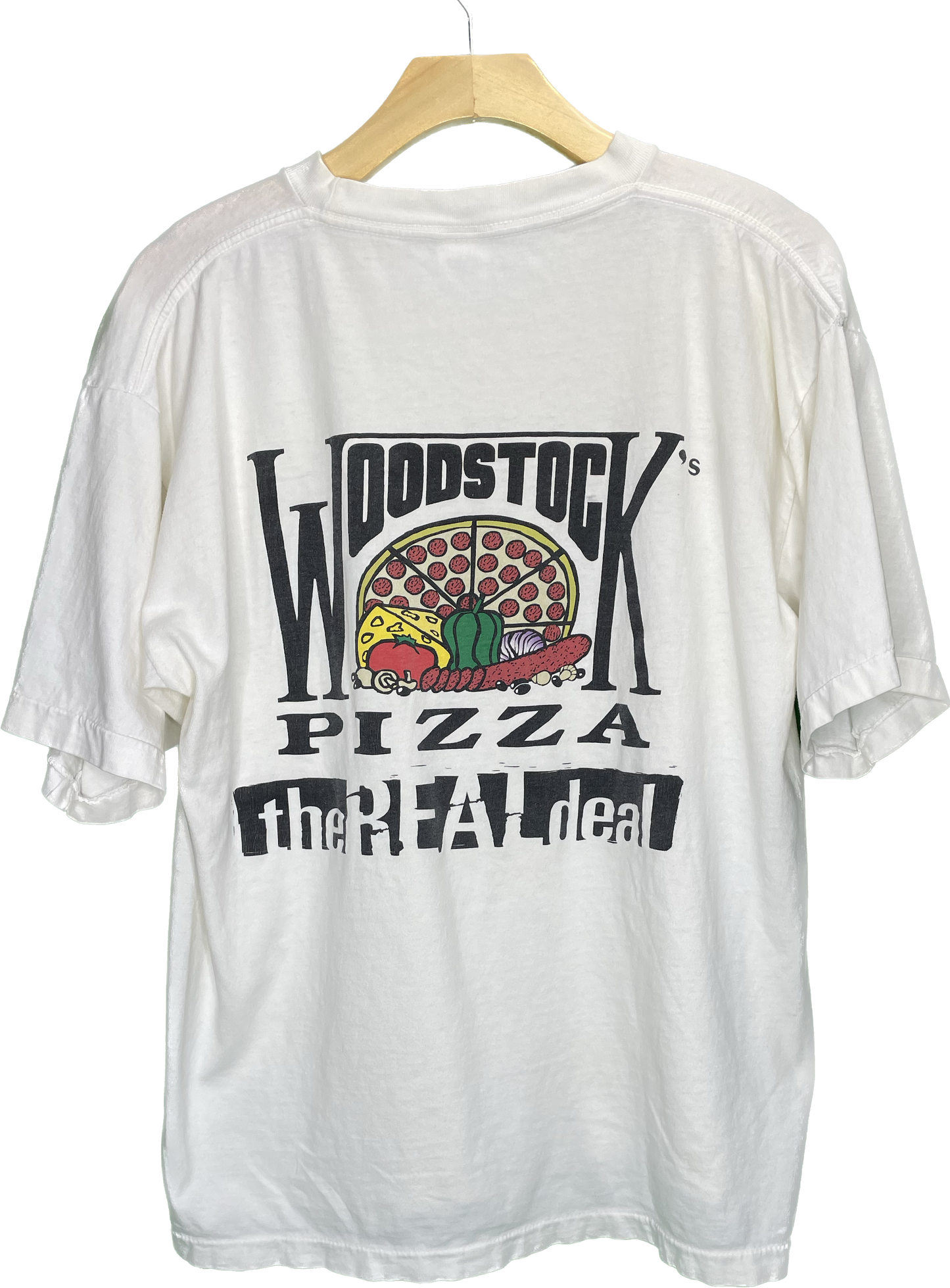 Vintage L/XL Woodstocks Pizza SLO Single Stitch 90s T-Shirt