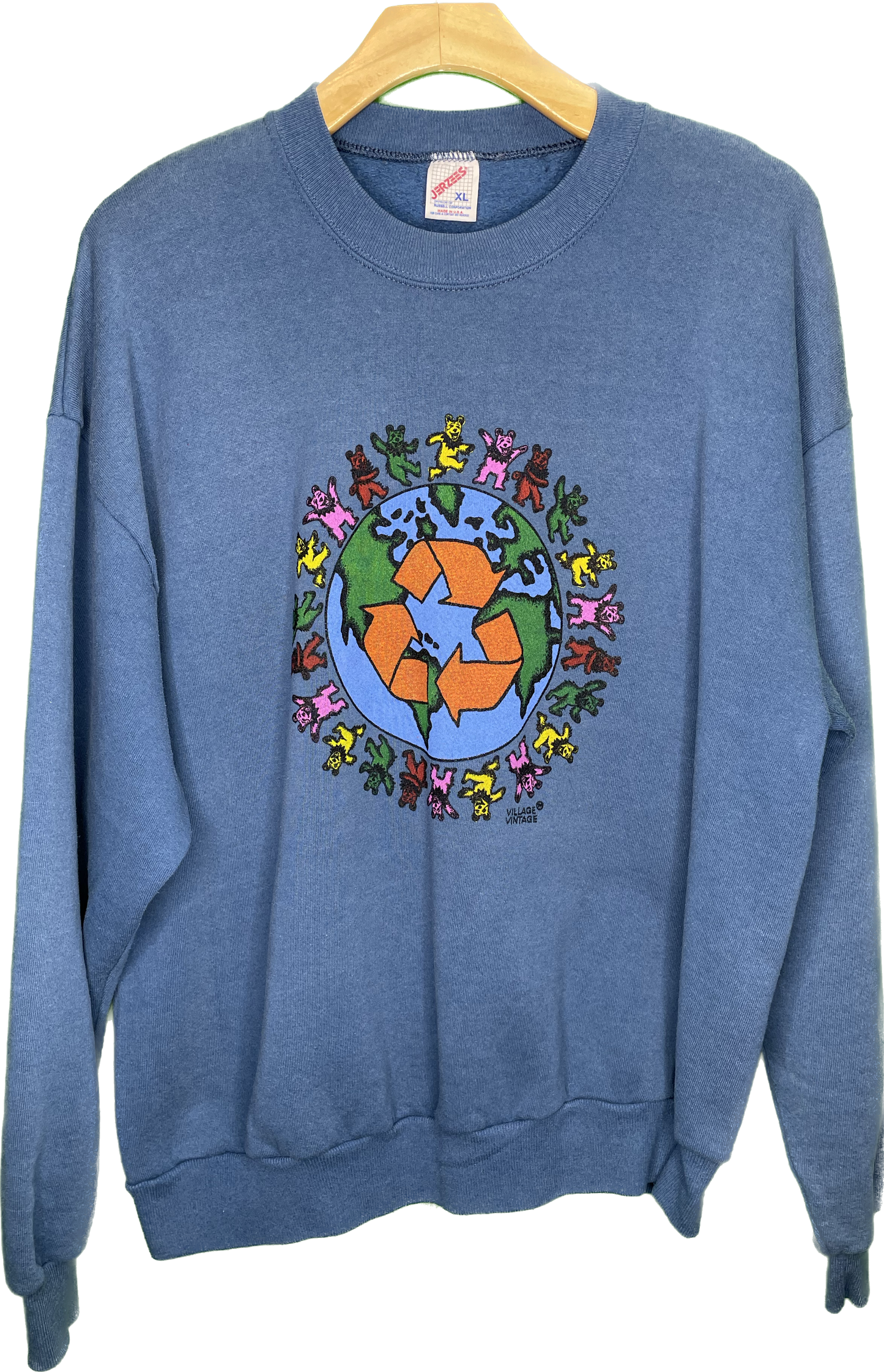Vintage XL Recycle Reduce Rewear Village Vintage Merch Navy Blue  Crewneck Sweatshirt