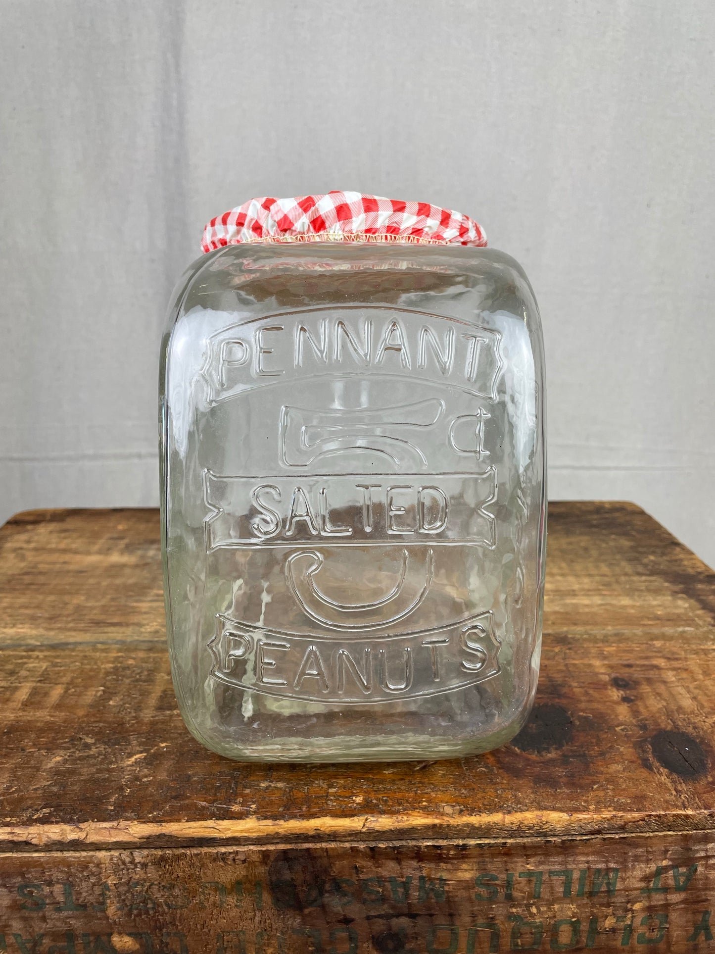 Vintage 1920s Mr. Peanut Five Cent Peanut Jar Store Display No Lid Advertising